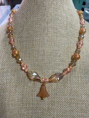 Artisan Peach Glass Necklace